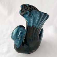 Load image into Gallery viewer, Vintage blue drip glaze redware pottery figural swan vase. Produced by Blue Mountain Pottery, Canada, circa 1970.  In excellent condition, free from chips/cracks/repairs.  Measures 5 x 2 x 5 3/4
