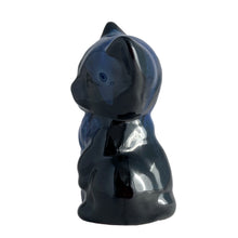 Load image into Gallery viewer, Charming vintage redware cat figurine finished in blue drip glaze. Crafted by the artists of Blue Mountain Pottery in the 1970s. This nostaligc piece of Canadian craftsmanship is the purr-fect addition to your art pottery collection.

Excellent condition, no chips, cracks or repairs. Unmarked.

Measures 3 x 2 3/4 x 5 1/2 inches
