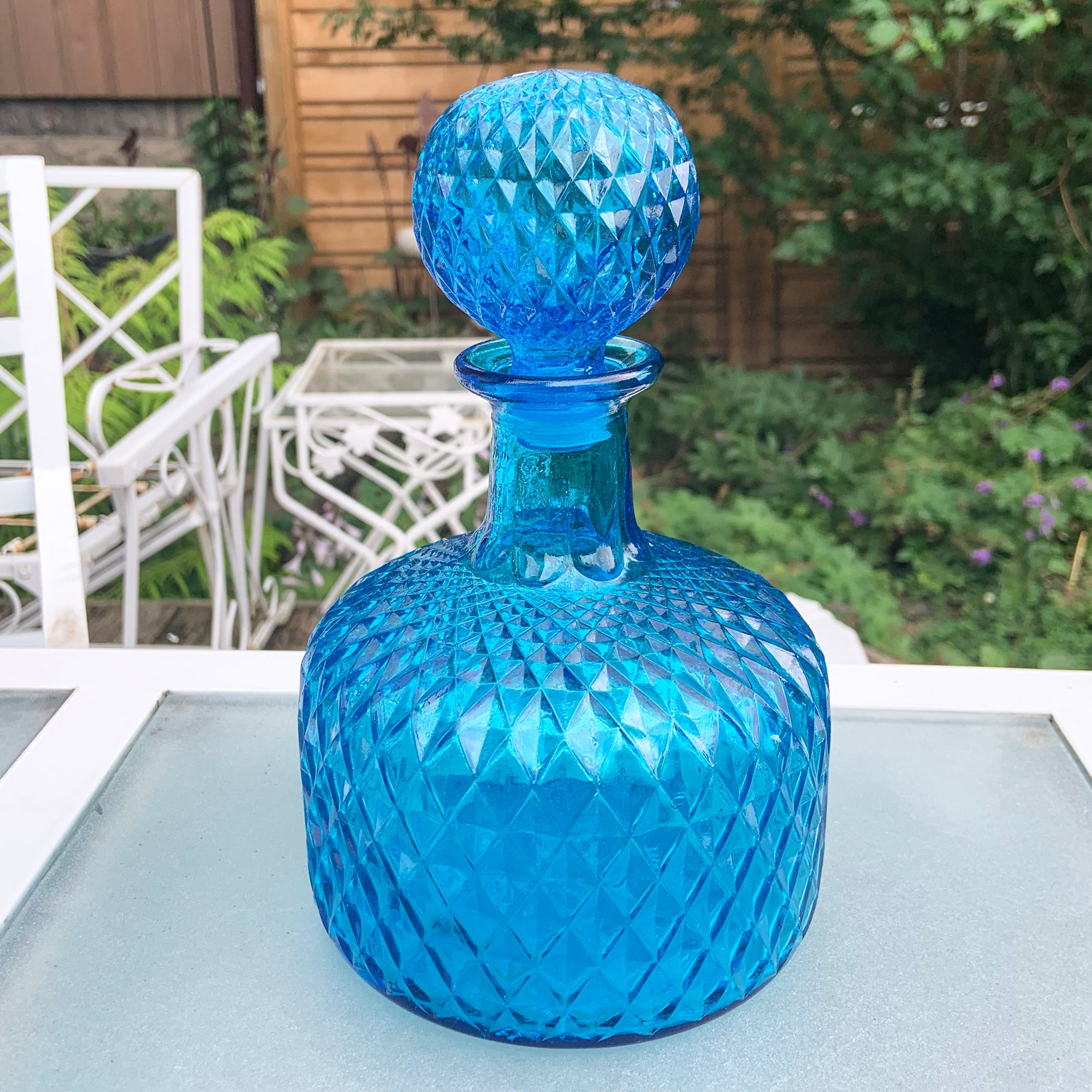 Vintage Empoli Quilted Diamond MCM Decanter and 5 Shot Glasses