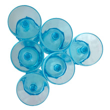 Load image into Gallery viewer, Bottom view of base of vintage Westmoreland blue opalescent paneled grape goblet
