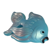 Load image into Gallery viewer, Sweet vintage iridescent blue and pink angelfish chalk ware wall hanger. Crafted by Miller Studio, USA, 1969. These super kitschy and highly collectible fish are the perfect accent for your bath or tropical decor!  In excellent vintage condition, free from chips. Marked on the tail fin &quot;©1969 Miller Studio Inc&quot;.  Measures 5 1/2 x 4 x 1 inches

