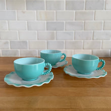 Load image into Gallery viewer, Vintage "Ripple Blue" or "Blue Crinoline" Milk Glass Cup and Saucer, Hazel-Atlas Glass, USA
