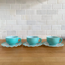 Load image into Gallery viewer, Vintage "Ripple Blue" or "Blue Crinoline" Milk Glass Cup and Saucer, Hazel-Atlas Glass, USA
