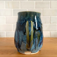 Load image into Gallery viewer, Vintage Studio Pottery Blue and Green Drip Glaze Ceramic Mug, Signed PBH
