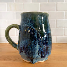 Load image into Gallery viewer, Vintage Studio Pottery Blue and Green Drip Glaze Ceramic Mug, Signed PBH
