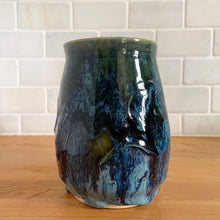 Load image into Gallery viewer, Vintage Studio Pottery Blue and Green Drip Glaze Ceramic Mug, Signed PBH
