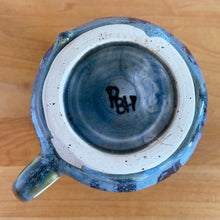 Load image into Gallery viewer, Vintage Studio Pottery Blue and Green Drip Glaze Ceramic Mug, Signed PBH
