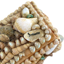 Load image into Gallery viewer, A functional collectible that speaks to both craftsmanship and nostalgia, perfect for storing small treasures or displaying as a conversation-starting accent piece.

In good used vintage condition with only 1 shell chipped at the corner. Signed "Bremen" on the lid.

Measures 4 1/4 x 3 x 2 3/4
