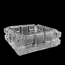 Load image into Gallery viewer, Vintage mid-century modernist style &quot;Brick Work&quot; pressed art glass ashtray. Designed by  Jiri Zejmon for Rudolfova Hut, Czechoslovakia, circa 1960s. Use as intended, or repurpose as a catchall, candy dish or decor piece.  In excellent condition, free from chips.  Measures 5 3/4 x 2 1/4   
