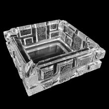 Load image into Gallery viewer, Vintage mid-century modernist style &quot;Brick Work&quot; pressed art glass ashtray. Designed by  Jiri Zejmon for Rudolfova Hut, Czechoslovakia, circa 1960s. Use as intended, or repurpose as a catchall, candy dish or decor piece.  In excellent condition, free from chips.  Measures 5 3/4 x 2 1/4   
