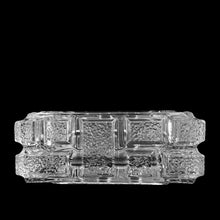 Load image into Gallery viewer, Vintage mid-century modernist style &quot;Brick Work&quot; pressed art glass ashtray. Designed by  Jiri Zejmon for Rudolfova Hut, Czechoslovakia, circa 1960s. Use as intended, or repurpose as a catchall, candy dish or decor piece.  In excellent condition, free from chips.  Measures 5 3/4 x 2 1/4   
