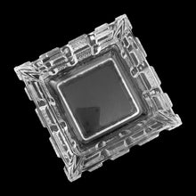 Load image into Gallery viewer, Vintage mid-century modernist style &quot;Brick Work&quot; pressed art glass ashtray. Designed by  Jiri Zejmon for Rudolfova Hut, Czechoslovakia, circa 1960s. Use as intended, or repurpose as a catchall, candy dish or decor piece.  In excellent condition, free from chips.  Measures 5 3/4 x 2 1/4   
