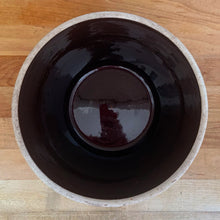 Load image into Gallery viewer, Perfect as a rustic planter (jardiniere) or as a unique mixing or display bowl. Its classic Americana character adds warmth, texture, and timeless appeal to farmhouse, primitive, or collected interiors.

In excellent condition, no chip, cracks or repairs. Typical age-related crazing. Unmarked.

Measures 7 3/8 x 4 7/8 inches
