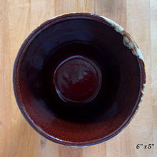 Load image into Gallery viewer, Overhead view of 6-inch planter, showing the dark glossy glaze inside and rim
