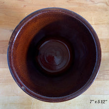 Load image into Gallery viewer, Vintage Art Deco Brown Drip Glaze Flower Stoneware Pottery Jardiniere Planters No. 1420, Robinson Ransbottom, USA
