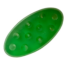 Load image into Gallery viewer, Top view of Cambridge Glass uranium glass flower frog showing 10-hole arrangement and frosted satin finish
