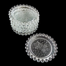 Load image into Gallery viewer, Set of six vintage Candlewick clear glass coasters impressed with grapevines and the distinctive Imperial Candlewick beaded edge. Crafted by Imperial Glass, USA, circa 1960s. The perfect way to protect your furniture and look great doing it! In great vintage condition, free from chips. Two coasters have a bit of roughness on the edge. Measures 4 x 5/8 inches
