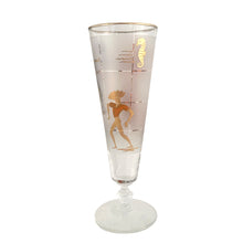 Load image into Gallery viewer, Side profile of Libbey Caribbean Cruise pilsner glass showing full height and frosted grid background
