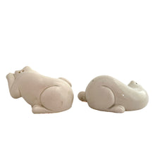 Load image into Gallery viewer, Vintage hand painted Cat Nap white ceramic salt and pepper shakers. Fitz &amp; Floyd, Japan, 1980s. Add these adorable snuggling shakers to your collection!

In excellent condition, no chips/cracks/repairs. Impressed maker&#39;s marks and stickers..

Measures 4 x 3 x 1 3/4 inches
