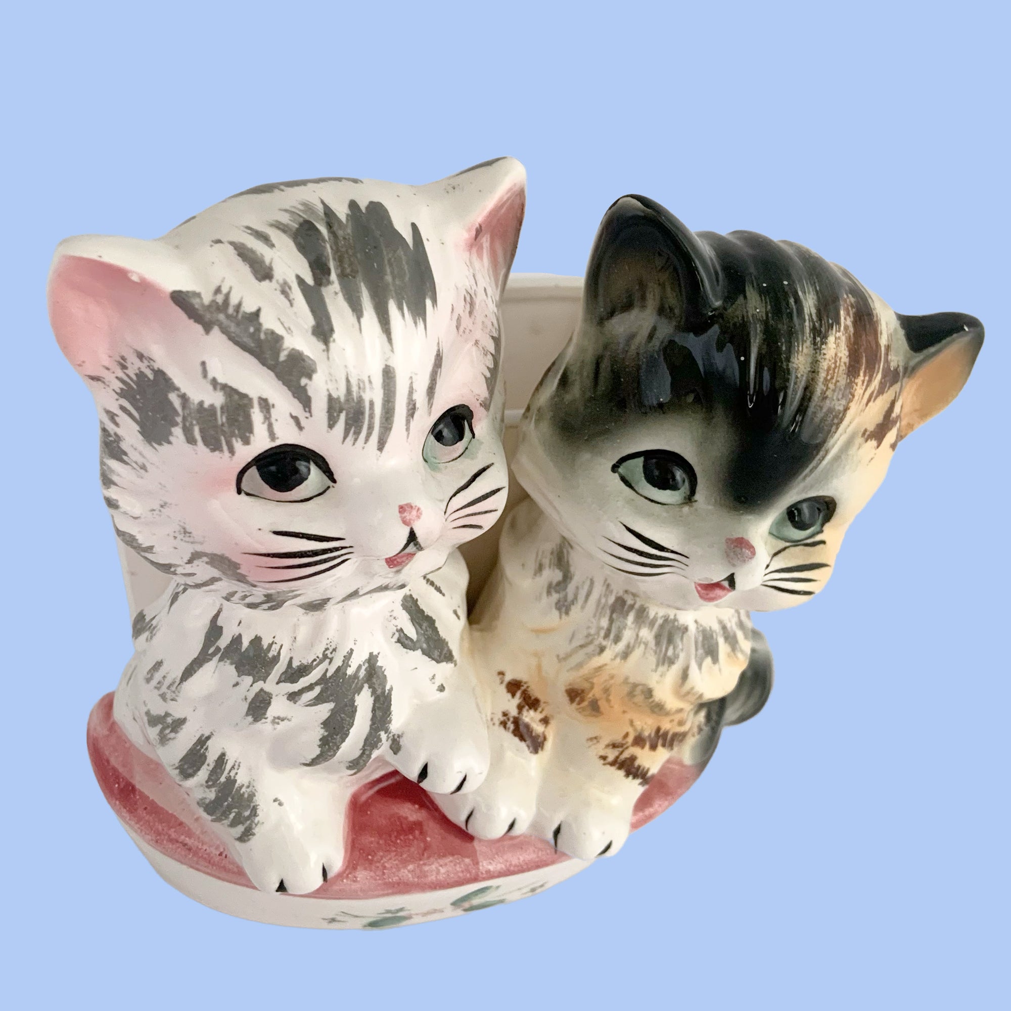 RARE Vintage Kitsch Anthropomorphic Cats Planter 7229 ESD Lefton