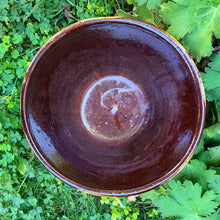 Load image into Gallery viewer, The earth and sky are represented beautifully in this vintage mid-century &quot;Celestial Moon and Star&quot; ceramic garden planter pot featuring embossed starburst suns and moons in brown and green drip glaze. Designed and crafted by Robinson Ransbottom Pottery Company, in Roseville Ohio, USA, circa 1960s. This highly collectible planter will look gorgeous filled with your favourite greenery or flowers. Perfect for the container garden enthusiast!
