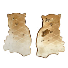 Load image into Gallery viewer, Back of vintage chalkware owl wall plaques showing hanging hardware. Favor Industries Canada
