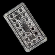 Load image into Gallery viewer, Overhead view of Federal Glass Windsor tray surface — raised button dots and interlocking cane weave pattern detail, clear glass catching light
