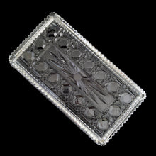 Load image into Gallery viewer, Underside of Federal Glass Windsor tray — moulded Button &amp; Cane pattern visible in reverse through base, smooth foot rim
