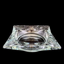 Load image into Gallery viewer, Vintage mid-century era pressed glass pinched square ashtray. Available in amber and clear. Perfect for the tobacciana collector!  In excellent condition, free from chips.  Measures 4 1/8 x 4 1/8 x 1 1/8 inches
