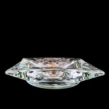 Load image into Gallery viewer, Vintage mid-century era pressed glass pinched square ashtray. Available in amber and clear. Perfect for the tobacciana collector!  In excellent condition, free from chips.  Measures 4 1/8 x 4 1/8 x 1 1/8 inches
