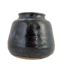 Load image into Gallery viewer, Vintage cobalt blue drip glazed hand thrown redware pottery vase. Signed by the artist. A lovely decor piece that would be beautiful with a fresh or dry bouquet.

In excellent condition, no chips/cracks/repairs. There are glaze pops and a glaze miss on the interior below the rim.

Measures 5 7/8 x 5 1/8 inches
