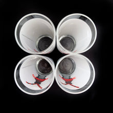 Load image into Gallery viewer, Vintage Coca-Cola Tom Collins cocktail glasses, featuring an illustrated Coke bottle with two red striped straws on a frosted band. Set of 4, Anchor Hocking, USA. Makes a great gift for the Coke collector in your life!  In excellent condition, free from chips/wear.  Measures 2 1/2 x 6 3/4 inches
