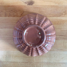 Load image into Gallery viewer, Vintage set of five ceramic nested mixing bowls with an exterior pattern of horizontal waves. Crafted by Robinson Ransbottom Pottery Co., USA, 1960s. A beautiful set to add to your kitchen&#39;s art pottery collection!

Measurements and Condition

No chips/cracks/repairs, wear commensurate with age, manufacturer&#39;s glaze pops and maker&#39;s marks.

Cinnamon, 6 1/4 x 3 inches
