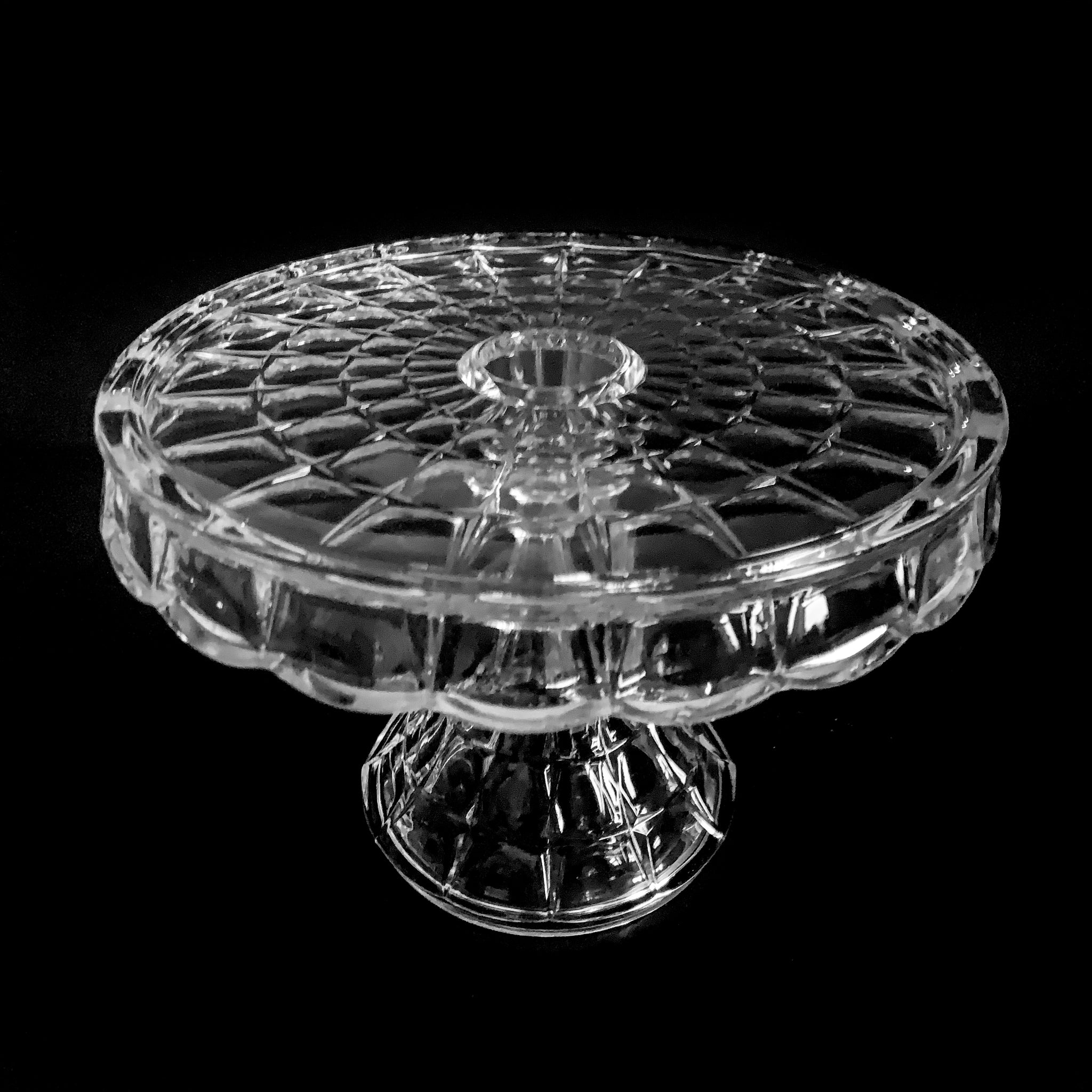 Clear Pressed Glass selling Cake Stand - Depression Style Indiana Glass - Recollection Pattern -