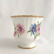 Load image into Gallery viewer, Vintage Hand Painted &quot;Cornflower&quot; White Porcelain Teacup and Saucer w/ Pink Cornflowers, Blue Flowers, Gold Gilt Details, The Paragon China Company, England
