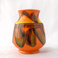 Load image into Gallery viewer, Vintage mid-century miniature &quot;Delphis Series&quot; vase decorated in vibrant red, orange and yellow glossy glaze. Hand painted by Rosina St. Clayre for Poole Pottery, England, 1971-73. Perfect for a small bouquet or use to liven up your decor.  In excellent condition, free from chips/cracks/repairs.  Measures 2 7/8 x 3 5/8 inches.
