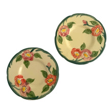 Load image into Gallery viewer, Pair of vintage hand painted Desert Rose ceramic butter pats, Crafted by Franciscan, USA, 1960s. Use as intended or as jewelry pin dishes.

In excellent condition, no chips, cracks or repairs.

Measures 3 1/4 inches
