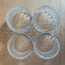 Load image into Gallery viewer, Jacks Daughter of All Trades Vintage Mid-Century Store Shop Reseller Shopify Toronto Canada Free Porch Pick Up Local Delivery Worldwide Shipping Judy Weinberg Unique Gift Housewarming Wedding Gift Farmhouse Cottagecore Cottage Shabby Chic elegrant round glass napkin rings Czechoslovakia 1960s Tableware
