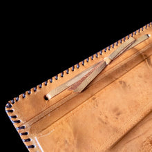 Load image into Gallery viewer, Beautiful vintage mid-century era leather bound photo album featuring a tooled farmstead scene and stitched edge, contains 25 black pages separated with thin onion paper. Create your own book of precious memories with this charming album.

In good unused vintage condition with minor spots of wear to the cover.

Measures 13 3/4 x 10 inches
