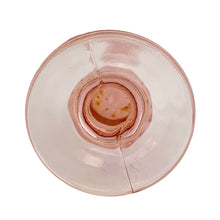 Load image into Gallery viewer, Vintage Fenton Art Glass swung footed bud vase, base view, soft blush pink transparent glass showing footed base
