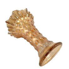 Load image into Gallery viewer, Close-up of Fenton Rustic marigold carnival glass vase showing the Rustic pattern relief detail and iridescent surface texture

