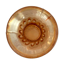 Load image into Gallery viewer, Base of antique Fenton Rustic carnival glass vase showing the rayed base pattern and ground pontil, c. 1910s–1920s
