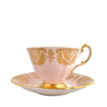 Load image into Gallery viewer, Vintage Pale Pink &quot;Field Berries&quot; Porcelain Teacup and Saucer w/ Gold Gilt Details, The Paragon China Company, England
