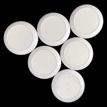 Load image into Gallery viewer, Overhead view of back of Praesidium floral melamine coasters, set of 6, Ornamin England 1970s, vintage barware Toronto
