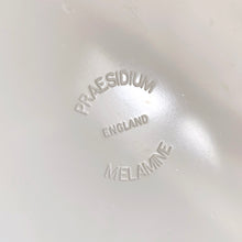 Load image into Gallery viewer, Close-up of Praesidium melamine coaster, Ornamin England 1970 showing maker's mark
