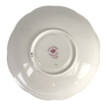 Load image into Gallery viewer, Vintage pattern 2349 fine bone china teacup and saucer featuring hand painted flowers in shades of pink, purple, blue, yellow and green with brush gold gilt trim. Crafted by Royal Albert Crown China, England, 1917-25. A lovely way to enjoy a cuppa tea!

In excellent condition, no chips, cracks or repairs. Maker&#39;s mark on the bottom.

Measures 4 x 2 3/8 inches | Saucer measures 5 1/2 inches
