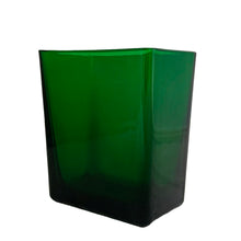 Load image into Gallery viewer, Vintage forest green rectangular glass vase or planter 1166. Produced by Napco. A versatile piece that could be used as intended or repurpose as a pen holder, make-up brush holder, mail holder, etc. It would look amazing with a floral arrangement too! In excellent condition, no chips or cracks. Measures 5 5/8 x 3 1/2 x 6 1/4 inches
