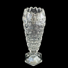 Load image into Gallery viewer, Vintage Fostoria American 6 inch bud vase with iconic cube pattern in crystal-clear glass, 1915-1982 era
