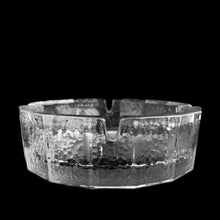 Load image into Gallery viewer, Vintage mid-century modern geometric textured clear glass ashtray. The perfect piece for the tobacciana enthusiast!  In excellent condition, free from chips.  Measures 5 3/4 x 1 3/4 inches
