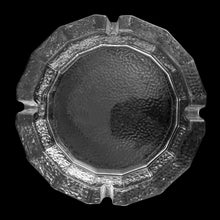 Load image into Gallery viewer, Vintage mid-century modern geometric textured clear glass ashtray. The perfect piece for the tobacciana enthusiast!  In excellent condition, free from chips.  Measures 5 3/4 x 1 3/4 inches
